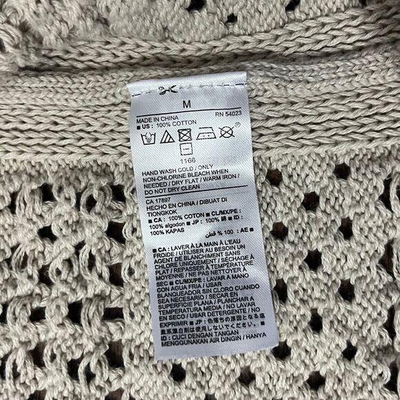 Old Navy Crochet Open-Front Sleeveless Tan Cotton Cardigan Women's Size Medium - Picture 4 of 6